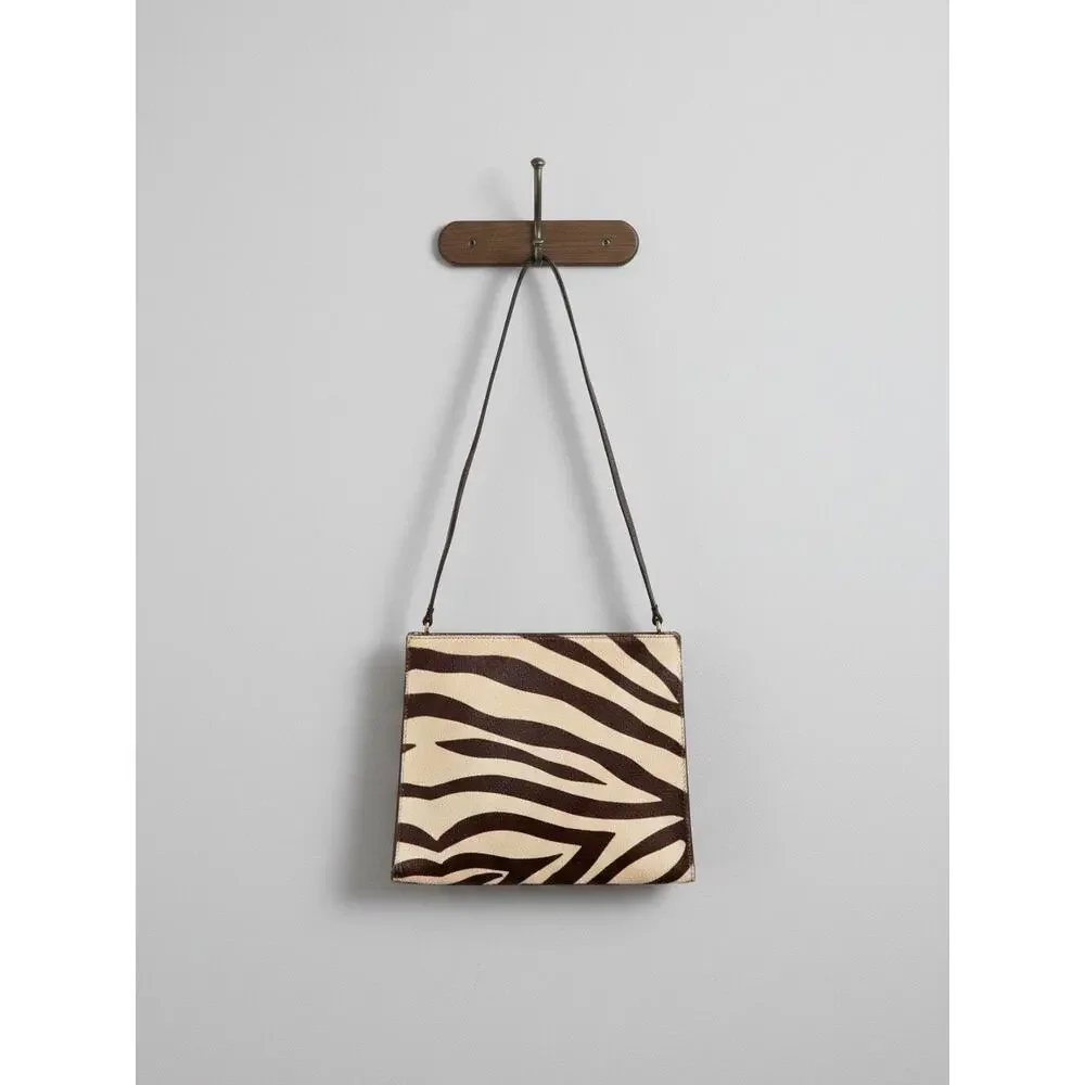 Adrienne Vittadini Brown & White.  Faux Zebra Hair striped Purse. Shoulder strap